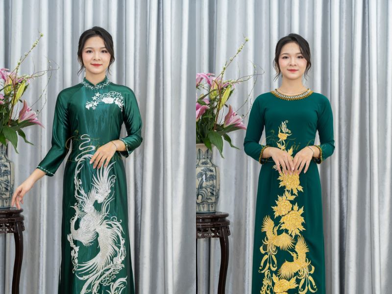 Áo Dài Bà Sui Màu Xanh Lá Cao Cấp Áo Dài Bà Sui Màu Xanh Lá Cao Cấp
