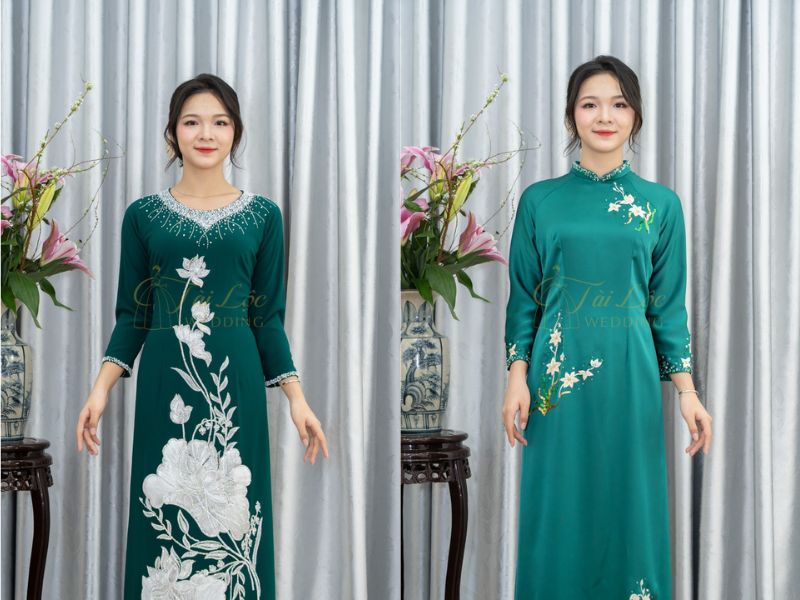 Áo Dài Sui Gia Màu Xanh Lá Cao Cấp Áo Dài Sui Gia Màu Xanh Lá Cao Cấp