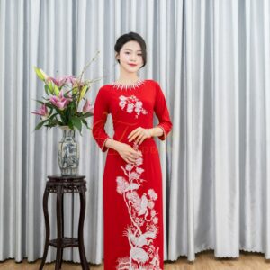 Áo Dài Ngồi Sui Đỏ Mango Uyên Ương Đính Đá 3xl-CNBTĐ47