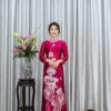 Áo Dài Chị Sui Hồng Mận Ruby Thêu Sen Trắng Xl-CNBTHM13