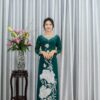 Áo Dài Sui Gia Xanh Lá Mango Cườm Cổ Xà Cừ 2xl-CNBTXL27