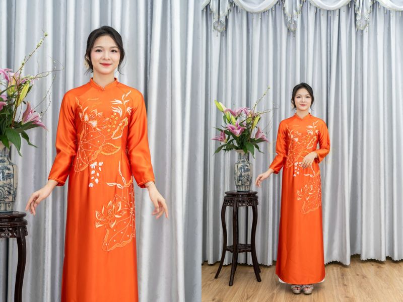 Bà Sui Cam Carot Ruby Thêu Hoa Sen Bà Sui Cam Carot Ruby Thêu Hoa Sen