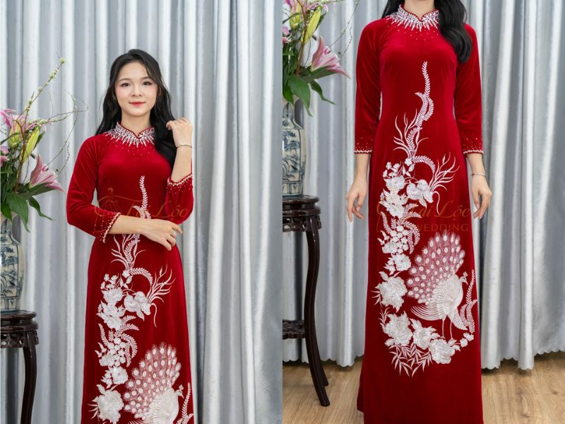 Bà Sui Đỏ Nhung Uyên Ương Đính Đá Bà Sui Đỏ Nhung Uyên Ương Đính Đá