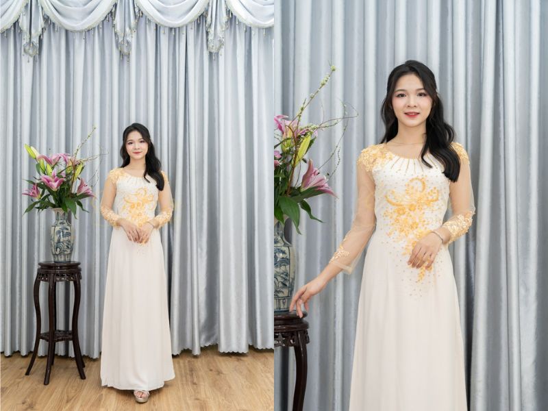 Bà Sui Kem Kim Tuyến Đính Cườm Ngực 6 Tà Bà Sui Kem Kim Tuyến Đính Cườm Ngực 6 Tà