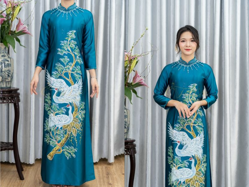 Ngồi Sui Xanh Coban Ruby Hạc Trắng Đính Đá Ngồi Sui Xanh Coban Ruby Hạc Trắng Đính Đá